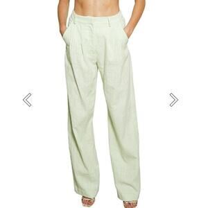 Bed and Bridge Harriet High Rise Pleated Pant Light Green New With Tags $220